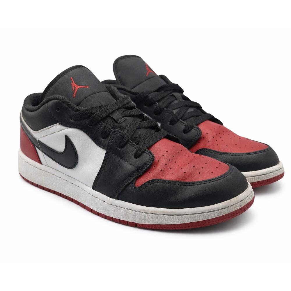 Air Jordan 1 Low GS Bred Toe 2.0 553560-161 Black Red White 6.5Y